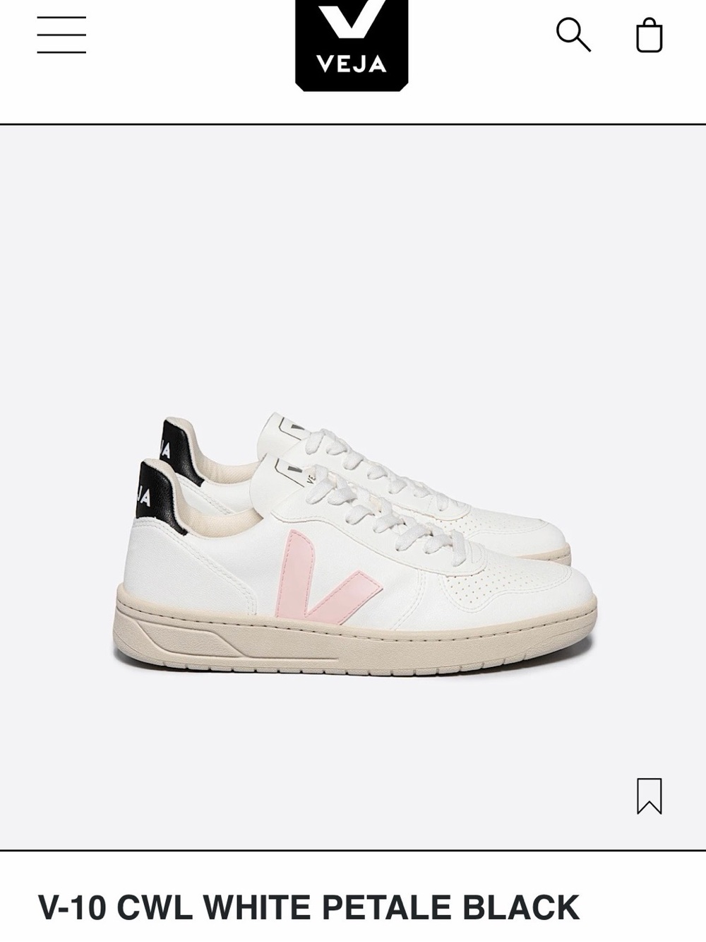 AUTHENTIC VEJA V-10 Women’s White Petale Pink Sneakers Size 9 EU 10